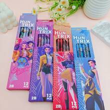 12Pcs/1Box Demon-Hunting Girl Group 2B Boxed Pencil Set, Random Style Student Writing Stationery, Back-To-School School Supplies & Fan Holiday Gift For K Pop Lovers - Multicolor - View 9