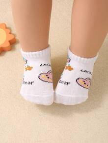 10/20 Pairs Rabbit Flower Butterfly Heart Jacquard Short Socks, Girls Toddler Sports Socks, Soft Breathable Elastic, 0-36M School Wear, Baby Socks - Multicolor - View 7