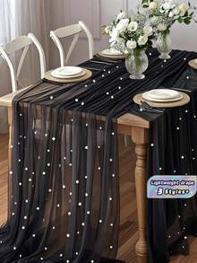 Pearl Sheer Wedding Decoration Backdrop, Transparent Pearl Beaded Table Runner, Arch Decoration, Photography Background, Bridal Shower, Reception, Party Decor - Multicolor - View 1