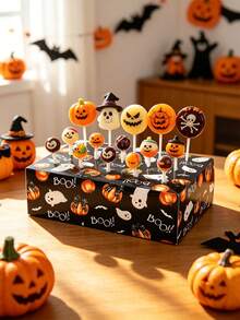 1pc Halloween Lollipop Display Stand, Halloween Castle Boo Ghost Pattern Lollipop Holder, Halloween Candy Cake Dessert Display Stand, Reusable Halloween Lollipop Storage Box, Halloween Party Candy Gift Packaging Supplies, Trick Or Treat, Halloween Party Table Centerpiece Decor, Halloween Party Supplies, Halloween Cake Decoration, Room Decor, Halloween Party Decoration, Halloween Gift, Party Favors - Halloween Pumpkin - View 5