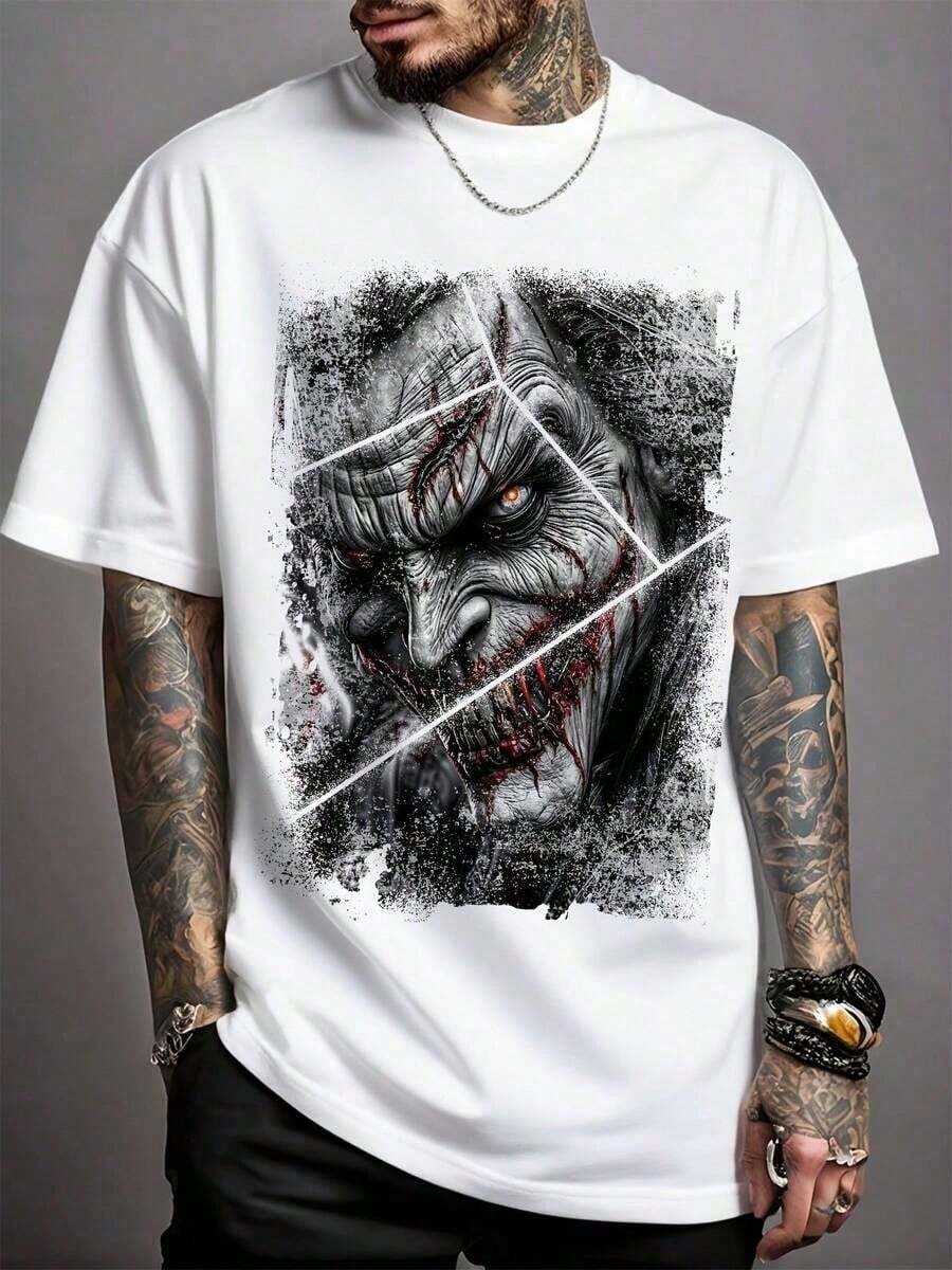 Camiseta de la Liga de la Justicia para Hombre | Estampado de héroe de anime, color sólido, cuello redondo, transpirable y cómodo, moderno y versátil - Blanco - Ver 1