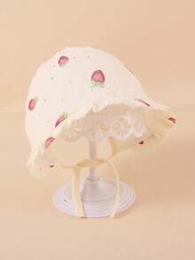 1PC Baby Muslin Bonnet, Skin-Friendly Soft Ruffle Floral Newborn Hat, Adjustable Tie Breathable Sun Protection For 0-18M Toddlers - 1PC - View 17