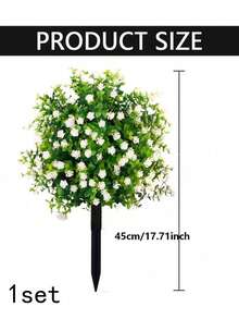 1 Set Artificial Green Plants With Ground Stakes, White Artificial Flowers Outdoor Fake Flowers Plastic UV Resistant Shrubs Greenery Hanging Decor, Suitable For Garden Porch Window Box Farmhouse Outdoor Summer Indoor Decoration, UV Resistant Artificial Camellia Shrubs, Realistic Flower Bouquet, Suitable For Spring Summer Indoor Outdoor Decoration, Home, Hotel, Garden, Wedding And Vacation Scenes, Ground Placement Outdoor Fake Flowers - Multicolor - View 9