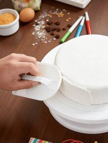 1 Stück 360° drehbarer Kuchendrehteller - langanhaltend Backwerkzeug für stabile Rotation | essenzielles Backwerkzeug für Kuchen, Cupcakes und Gebäck, perfekt für Heimbacken und Partydekoration, Tortendekorationszubehör und Tortenständer zum Dekorieren - Verschiedenfarbig - Übersicht 5