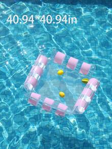Transparent Glitter Mesh Inflatable Water Hammock Floating Bed, Adult Square Pool Lounge Chair, Inflatable Floating Bed For Beach, Pool And Water Activities - 彩色 - 查看 12