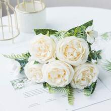 1PC Artificial Simulation Peony Bouquet, With Realistic Texture, Suitable For Vase, Home, Hotel Room, Wedding Decoration, Table Decoration, Birthday Gift, Autumn Decoration And Other Occasions. It Can Also Be Used As A Home Gift - White - View 2