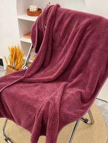 Toalla de hogar/baño de felpa de coral minimalista con estampado de piña a cuadros rojo, suave, absorbente y de secado rápido - Rojo - Ver 2