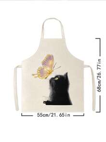 1 pieza, Delantal de poliéster con estampado de gatitos, pandas y hámsters lindos, perfecto para cocinar, hornear y jardinería – ideal para usar en la cocina y el comedor. - Multicolor - Ver 14