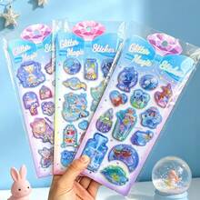 Dreamy Glitter Shaker Stickers, Cartoon 3D Crystal Decals, Scrapbook Decoration Stickers - 彩色 - 查看 6