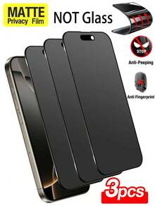 3pcs/Set Matte Anti-Peeping Screen Protector, Anti-Peeping, Privacy Protection, Full Coverage, Anti-Fingerprint, Anti-Drop, Anti-Scratch, Privacy Protection, Delicate Touch, Suitable For 17 Pro Max/17 Pro/17 Air/17/16 Pro Max/16 Pro/16 Plus/16/15 Pro Max/14 Pro Max/13 Mini/12/11/XS Max/XR/8+/7 Plus Series - 3pcs Matte Privacy - View 9