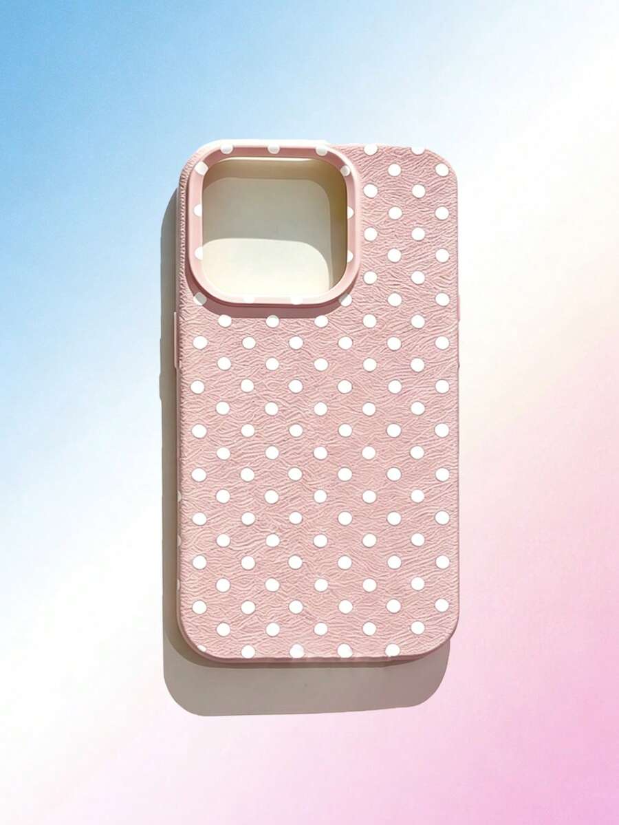 1PC Lychee Texture Polka Dot Phone Case Compatible With 17Promax 16Pro 15 14 13 12 11 Simple Fashion Women's - Multicolor - View 1
