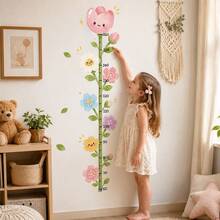 1/3 Sheets Cute Flower Growth Chart Sticker For Kids, Cartoon Height Measurement Wall Decal, Removable Nursery Room Decor, Baby Girl Boy Height Tracker, Home Decoration Accessories​ - Multicolor - View 3
