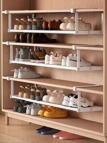 Multifunctional Adjustable Shoe Rack Storage Shelf, Telescopic Hanging Shoe Cabinet, Tiered Hanging Shoe Organizer, Closet Organizer, Space-Saving Storage Rack With Multiple Shelves, For Storing Shoes, Clothes, Towels And Other Items, Suitable For Bedroom, Bathroom And Living Room, Space-Saving Shoe Organizer - Multicolor - View 7