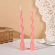 Christmas Red/Pink/Purple/White Spiral Taper Candles 10 Inch Twisted Candlesticks Unscented Ripple Tapered Candles Set For Dinner Table Party Wedding, 4 Pcs - Fine Lines - View 11
