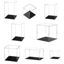 Display Case For Collectibles Assemble Clear Acrylic Box Alternative Glass Case For Display Action Figures Home Storage & Organizing Toys - Black Base - View 2