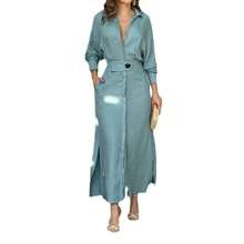 Timeless Draped Maxi Dress - Refined Silhouette & Flowy Texture - 天藍色 - 查看 2