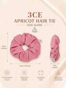 3CE Apricot Hair Scrunchie, Soft And Breathable, No Scalp Tightness, Voluminous Crown Look, Suitable For Daily High Ponytail And Bun Hairstyles - Pink - View 4