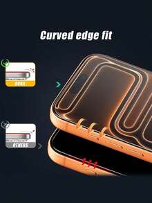 2-In-1 Set: 1pc Privacy Tempered Glass Screen Protector + 1pc HD Tempered Glass Screen Protector. Scratch-Resistant, Shock-Proof, Oleophobic Coating, Smooth Touch. Compatible With IPhone X/XR/11/12/13/14/15/16/16 Plus/16 Pro/16 Pro Max/16 E/17/17 Air/17 Pro/17 Pro Max Series. Phone Accessories, Compatible With Phone Cases. - Clear - View 5