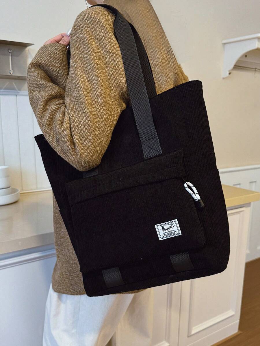 Daily Minimalist Men's Large Capacity Multifunctional Versatile Tote Bag Handbag Shoulder Bag College Student Class Bag,Y2k - Black - View 1