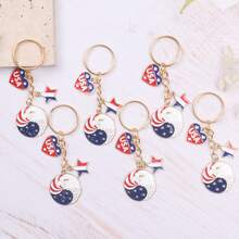2pcs/6pcs Fashion Independence Day Keychain Set, Including Eagle, Red Blue White, Heart, Star Keychains. Suitable For Independence Day, July 4th, 250th Anniversary, Memorial Day, Retirement, Friendship Gifts, Birthday Gifts, Holiday Party Decorations, Etc. Give To Your Friends, Family, Colleagues, Lovers And Besties. - Multicolor - View 6