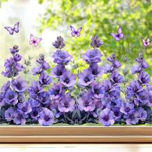 1PC Double-Sided Visible Wind Chime Window Sticker, Purple Butterfly Glass Sticker, Artistic Decorative Sticker, Electrostatic Adsorption Reusable, Suitable For Bedroom, Living Room, Study, Bathroom, Party, Store Decoration - Bellflower - View 1