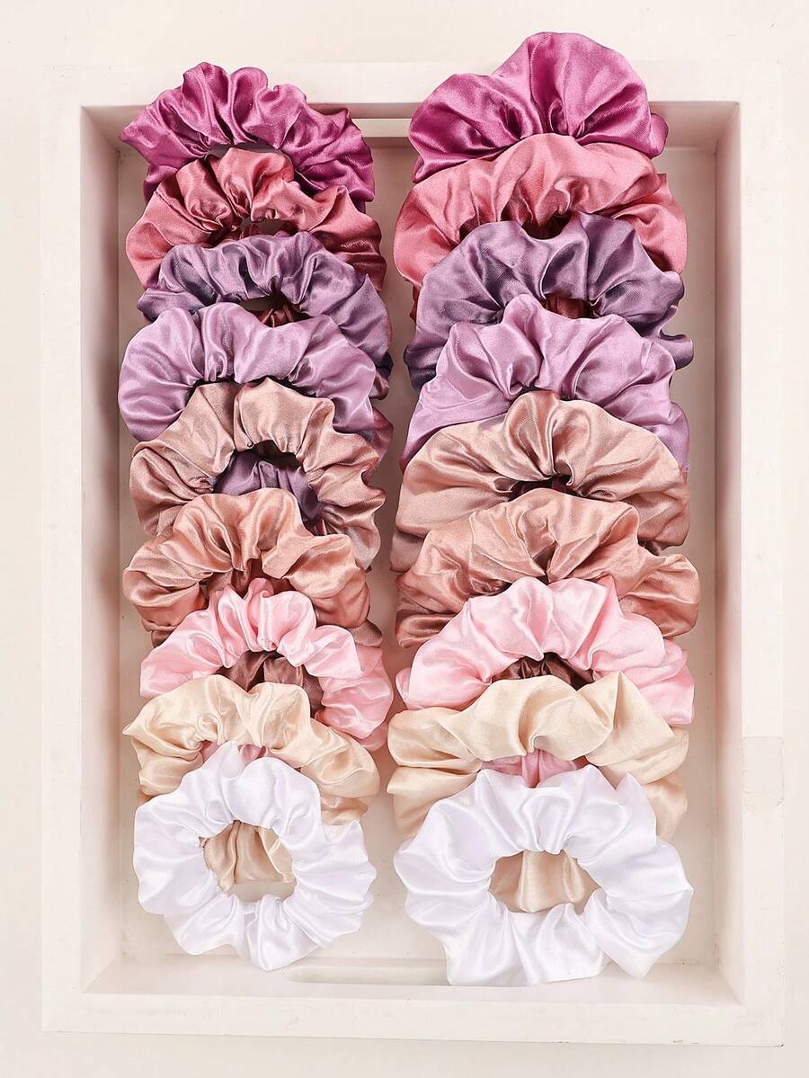 18件組女款大號髮圈,極簡純色布料髮飾 - 多色18pcs - 查看 1