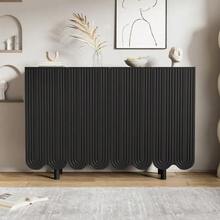 Sideboard, Teardrop-Shaped Sideboard With Molded Doors And Soft-Close Hinges - Black - View 4