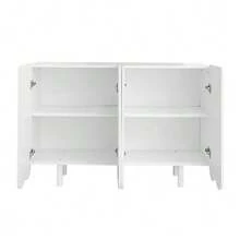 Sideboard, Teardrop-Shaped Sideboard With Molded Doors And Soft-Close Hinges - 白色 - 查看 9