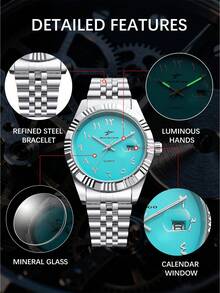 RICECGO Men's Watch With Dial, Fashionable Daily Wear, Stylish Wristwatch, Perfect Gift For Him, Durable And Precise Design - Silver - View 10