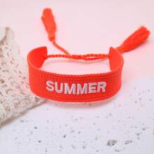 1件 SUMMER 字樣手鍊 波西米亞海灘度假風友誼手鍊 假期派對海邊旅行禮物手鍊 - 橘色 - 查看 3