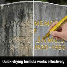 1pc Tombstone Marker Pen, Permanent Weather-Resistant Oil-Based Paint, Quick-Drying Fine Tip, For Repairing Faded Text On Granite, Marble, Tombstones, Cemetery Monument Maintenance, Cemetery Inscription Restoration, Tile And Stone Color Recovery, Especially Suitable For Cemetery Care, Waterproof And Sun-Resistant Oil-Based Paint Pen, Gardening Supplies Pen - Multicolor - View 6