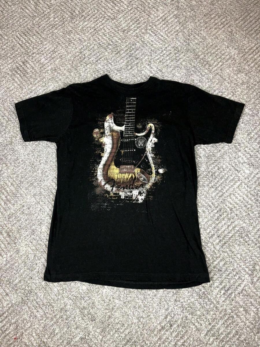 Fender Guitar T Shirt Adult Size Large Black Graphic Rock & Roll Tee Mens - Black - View 1