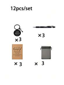 Set de 4/12/20 piezas, regalo de equipo, regalo de aprecio a los empleados, incluye bolígrafo, libreta de bolsillo motivacional, llavero motivacional y bolsa de tela, regalos de oficina adecuados para empleados, voluntarios, enfermeras, maestros, colegas, trabajo en equipo, jubilación y talla grande (Set de 4 piezas = 1 bolígrafo + 1 libreta de bolsillo motivacional + 1 llavero motivacional + 1 bolsa de tela) - Multicolor - Ver 15