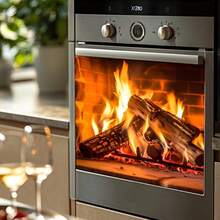 1pc Creative Realistic Flame Oven Wall Sticker, Home Personalized Decoration, Self-Adhesive Removable PVC Material, Suitable For Living Room, Kitchen, Oven And Other Background Decoration Stickers, 2D Flat - A - View 5