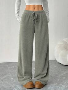 Women's Athletic Pants: Loose Fit, Solid Color, Ribbed Style. Ideal For Running, Going Out, Or Lounging At Home. Suitable For All Seasons And Machine Washable. - 綠色軍團 - 查看 5