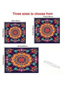 Colorful Geometric Floral Pattern Design Sunshade Cloth And Canopy, Multicolored Mandala Pattern With Floral Design Sunshade, 1pc 2D Flat Print Outdoor Camping Tent, Washable, Suitable For Various Scenes Such As Garden, Camping, Beach, Without Support Frame - Multicolor - View 10
