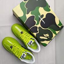 A BATHING APE Bape Casual Skate Shoes Color-Block Star Logo Glossy Casual Shoes Neon Green Men's Women's - Full Fluorescent Green - View 3