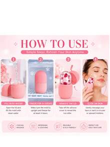 3/1pc Multi-Functional All-Scene Pink Ice Beauty Roller Facial Massage Tool, Premium Reusable Silicone Cold Compress Tool, Suitable For Home Self-Care, Facial And Eye Care, Acne Treatment, Skincare, Facial Gua Sha, Beauty Self-Care Ice Cube Mold - A - View 7
