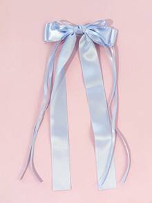 1pc Women's Smooth Satin Multi-Layer Long Ribbon Bow Hair Clip, Solid Color Versatile, Suitable For Daily Wear,Clips For Hair - Multicolor - View 3