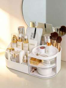 1pc Cosmetic Storage Box With Drawer, Suitable For Vanity, Kitchen Countertop And Bathroom Sink. It Can Also Store Makeup Brushes, Lotions, Lipsticks And Perfumes, Including Storage Compartments For Rings, Pendants, Earrings And Necklaces. This Storage Box Has A Large Capacity And Is Suitable For Use In The Bathroom And Bedroom. - Multicolor - View 4
