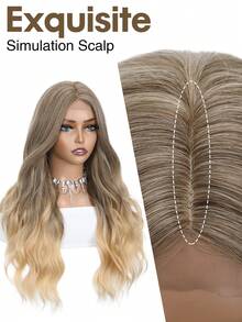 Long Ombre Blonde Wavy Wig For Women 26 Synthetic Heat Resistant Fiber Wig For Daily Party Use - Multicolor - View 6