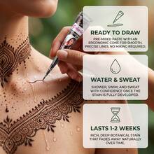 Golecha Temporary Henna Tattoo Paste, Creative Complex Body Art Pigment, Brown Henna Powder For Festivals And Special Occasions, Matte Permanent Henna Tattoo Ink, Bottled - Brown - View 3