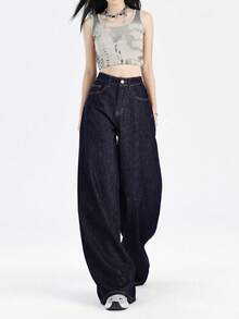 Women Jeans - Navy Blue - View 2