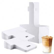 10/15pcs Handheld Window Floral & Beverage Gift Box, Thickened White Cardboard Sturdy & Shaped, Easy Assembly Foldable Storage, Window Design Suitable For Fresh Flower & Beverage Combination Packaging, Birthday & Anniversary Gift Atmosphere - Multicolor - View 4