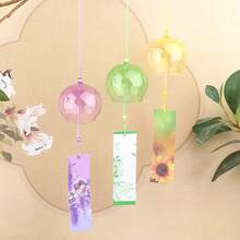 Carillón de viento Sakura hecho a mano, campana de cristal japonesa, artesanía colgante, flor de cerezo Furin, decoración de habitación BMXA - Rojo - Ver 11