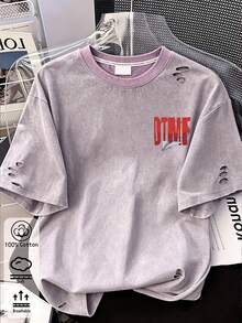 波多黎各兔子「DtMF」趣味青蛙獨特印花大尺碼女款圓領寬鬆版型T恤，度假旅行海灘穿搭 - 暗紫色 - 查看 4