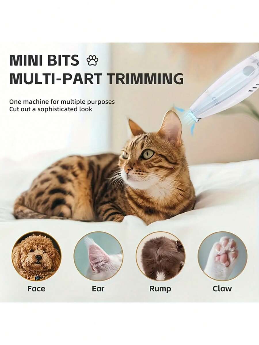 Wireless Dog Paw Trimmer With Powerful Suction Vacuum, USB Rechargeable, Low Noise, Suitable For Small And Large Dogs, Cats, Pet Grooming Tool, Ergonomic Design, Durable Construction, Dog Grooming Tool, Pet Owners Battery Capacity 600mAh