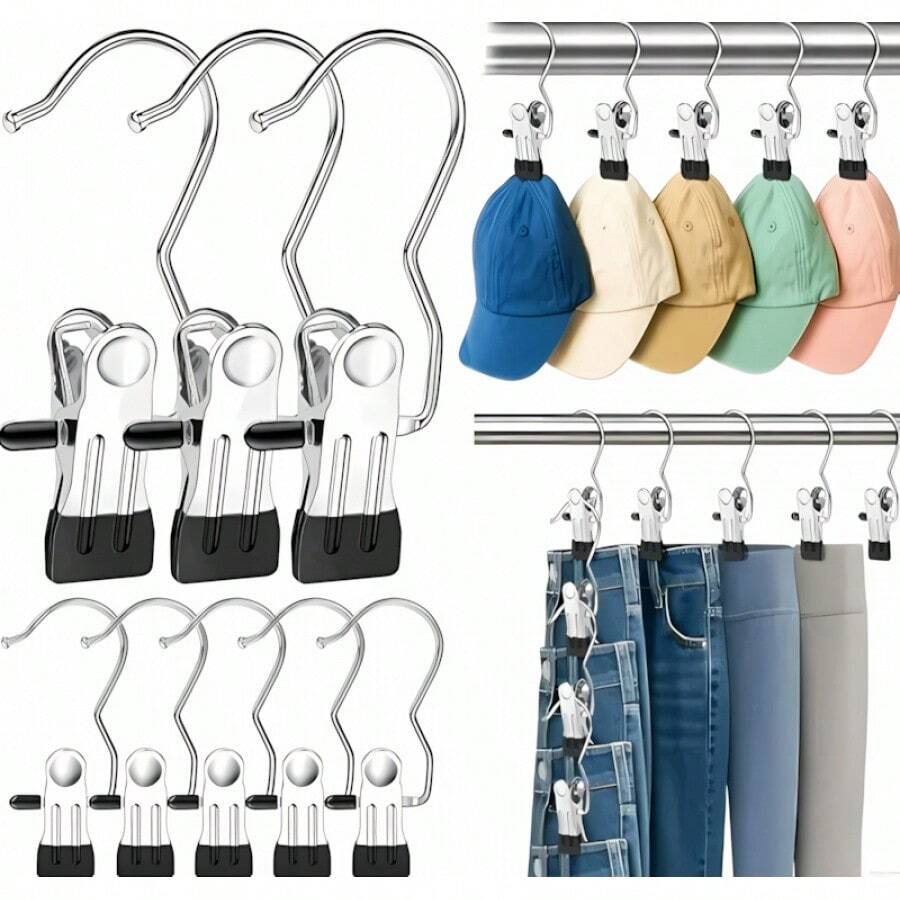 16 robuste und langlebige Kleiderbügel für Ihren Kleiderschrank. Diese Metallhaken dienen zum Aufhängen von Hosen, Stiefeln, Hüten, Leggings, Jeans, Schuhen und vielem mehr. - Silber - Übersicht 1