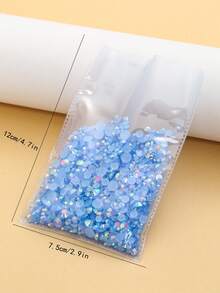 2MM-6MM 混尺寸 2000顆/包 圓形平底樹脂水鑽 果凍糖 AB色 亮面亮片 DIY 寶石水鑽裝飾，黏貼式珠飾，適用於衣服、包包、鞋子、馬克杯、瓶子、保溫杯、手機、DIY配件 - 淺寶藍56 - 查看 6