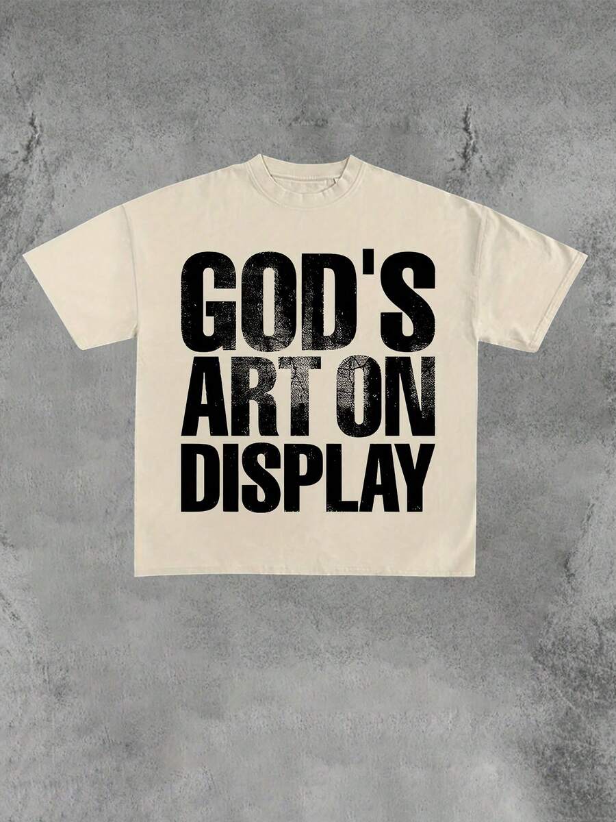 ART OF GOD ON DISPLAY, Custom Graphic Tees For Men - Men's Tees. Casual And Stylish Summer Short-Sleeve Tees Made Of 100% Cotton - 杏色 - 查看 1